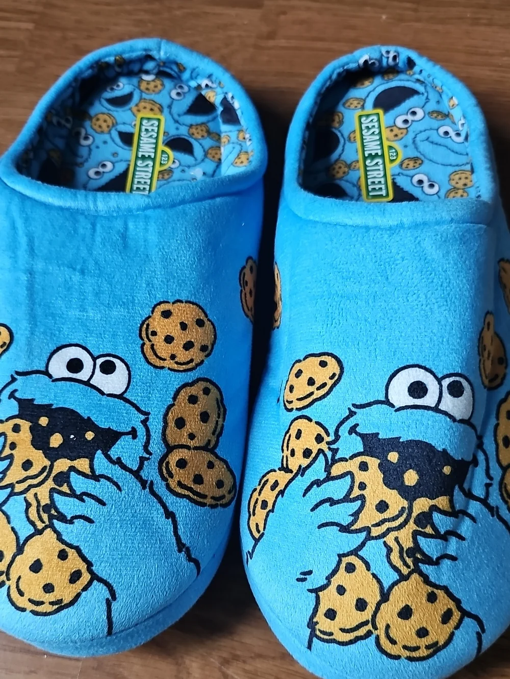 Cookie Monster Blue Sesame Street Cushiony Slide Slippers Men's Size 9/10 NWOT